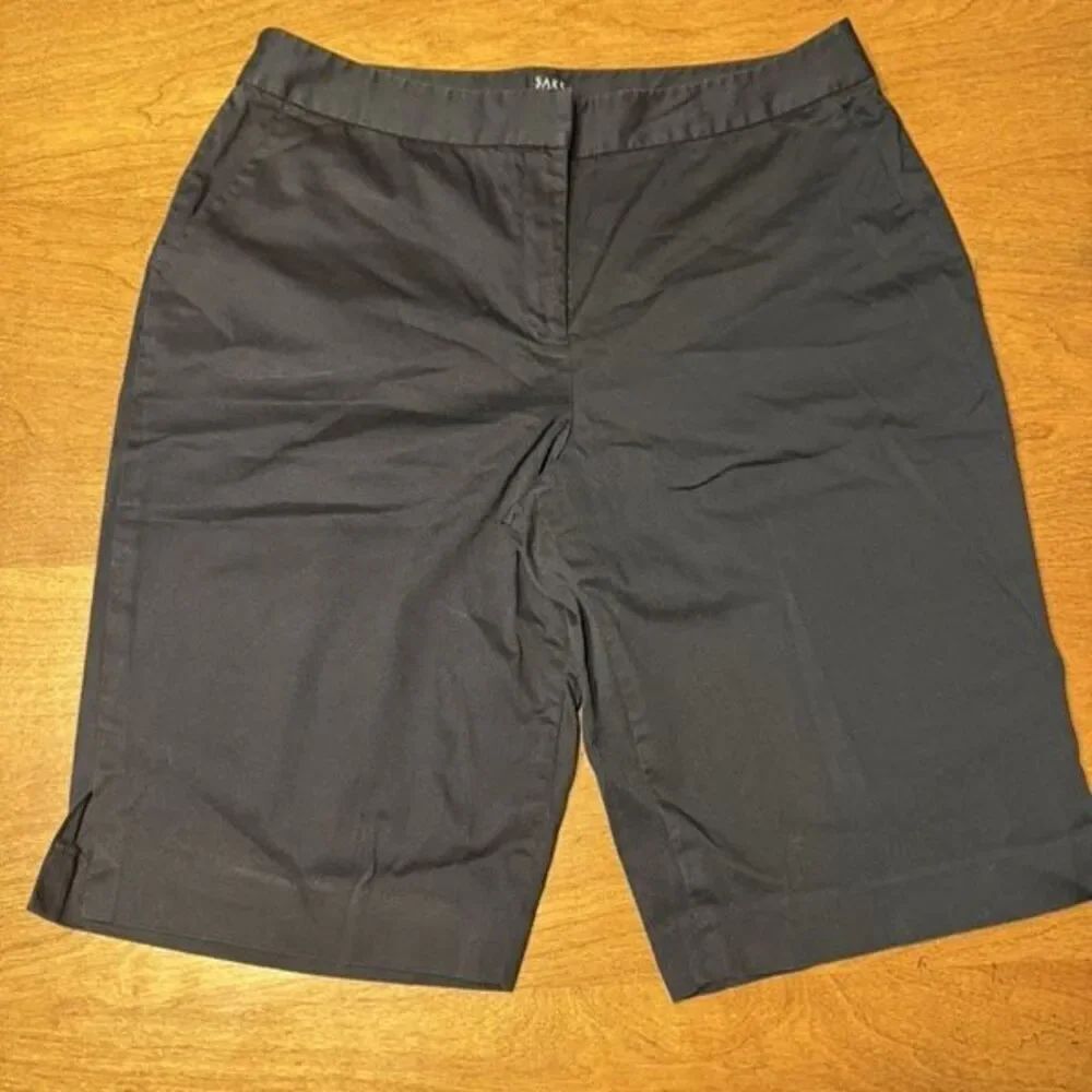 Saks Fifth Avenue Women's High Rise Flat Front Bermuda Shorts Black Size 16